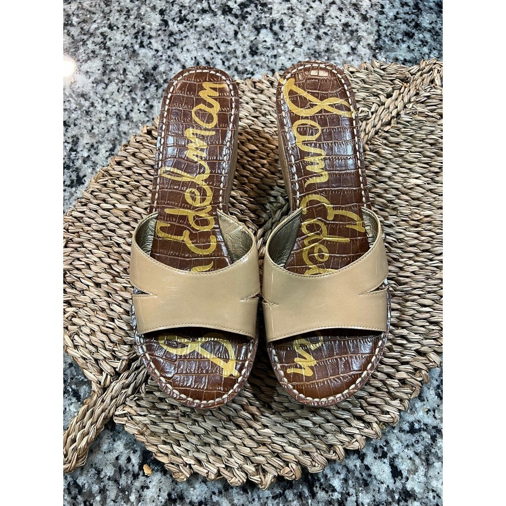 Sam Edelman Reid Patent Cork Wedge Sandals SZ 10M